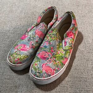 Lilly Pulitzer Flamingo Floral Slip On Sneakers Shoes Size 10